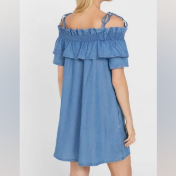 Mango- Frills Ruffle Boho off shoulder Dress xs - Picture 3 of 4